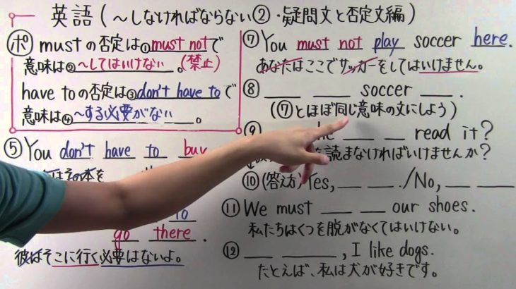 【英語】中2-6 ~しなければならない②(疑問文と否定文編)