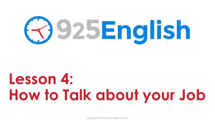 925 English Lesson 4 – Talking about your Job in English | English Conversation