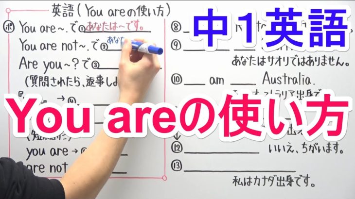 【英語】中1-2 You areの使い方