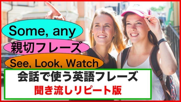 会話で使う英語フレーズ （聞き流しリピート練習＃３）【SomeとAny,  親切フレーズ、See, Look,Watchを使ったフレーズ等】