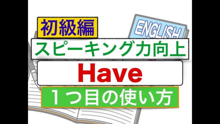 『Have』２つの使い方（１つ目の使い方）　スピーキング力向上　使い方が確実に身につくレッスン動画　初級編