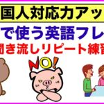 外国人対応力アップ会話で使う英語フレーズ＃11　（聞き流しリピート練習）【一言フレーズ、レストラン英語、簡単対応フレーズ、Can I とCan you フレーズ、I don’t フレーズ等】