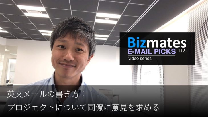 英語メールの書き方：「プロジェクトについて同僚に意見を求める」Bizmates E-mail Picks 112