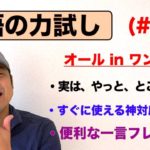 英語の力試し＃１９【英語で実は、やっと、ところで、英語の神対応フレーズ、便利な一言フレーズなど】