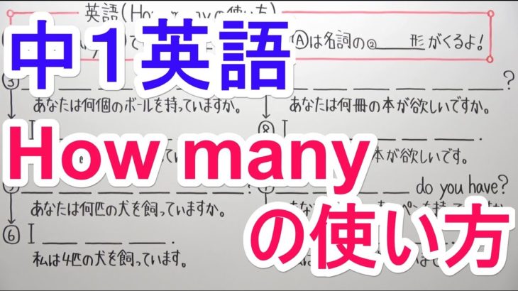 【英語】中1-22 How manyの使い方