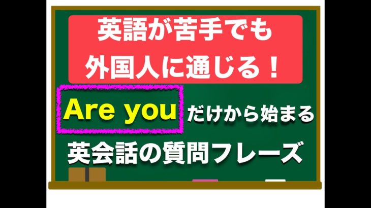 ⭐️特におすすめ！⭐️『Are you 』だけから始まる　英語が苦手でも簡単に外国人に通じる質問フレーズ！