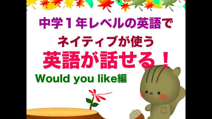 中学１年レベルでネイティブが使う英語が話せる！Would you like編