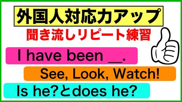 外国人対応力アップ会話で使う英語フレーズ＃13（聞き流しリピート練習）【I have been フレーズ、Is heとDoes he 疑問文、Might とMIght be フレーズ、Should等】