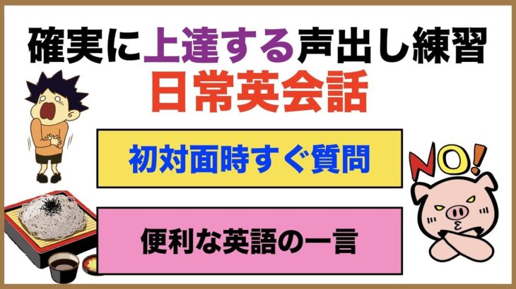 確実に上達する声出し練習・日常英会話【1日25分の英会話】シリーズ０２９（初対面時にすぐ質問、便利な英語の一言等）