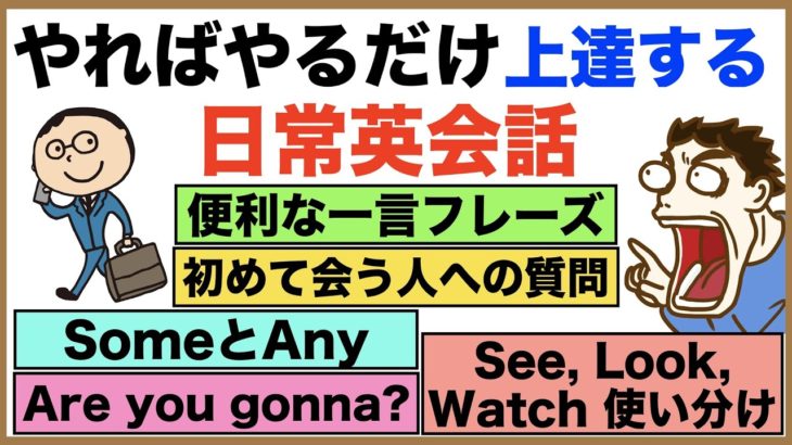 あなたはどれ位正しく言えますか？『やればやるだけ上達する日常英会話』【1日30分の英会話】シリーズ０４２（便利な一言フレーズ、初めて会う人へ質問、Are you gonna?、SomeとAny等）