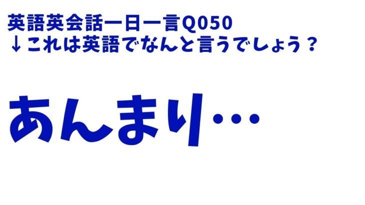 「あんまり」は英語でなんて言うの？発音とリスニングをマスター英語英会話一日一言050