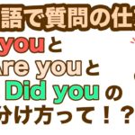 英語で質問の仕方Do youとAre youとDid youの使い分け方って！？【１日３０分の英会話】シリーズ０８６